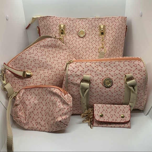 6 piece vegan leather beautiful pink bag set - Picture 13 of 16